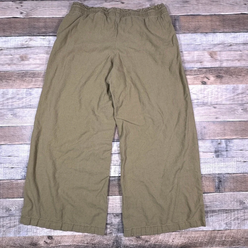 H&M Divided Women Brown Linen Blend Wide Leg Drawstring Pants Medium‎